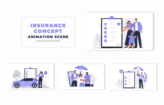 Flat Design Character Animation for Life Insurance Policy Details